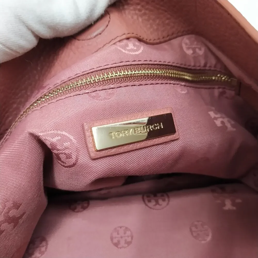 Tory Burch Pink Pebbled Leather Chain Strap Crossbody Shoulder Bag